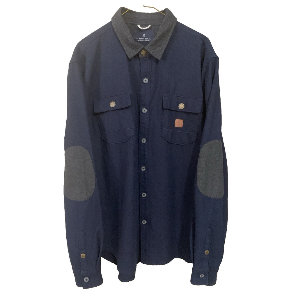 Roark Revival Wool Blend Flannel Shirt Men's L Elbow Patches Snap Pockets